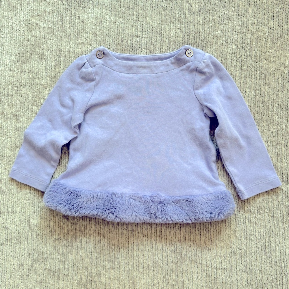 Janie And Jack Lavender Faux Fur Trim Long Sleeve Top 18–24 Months Fall Holiday